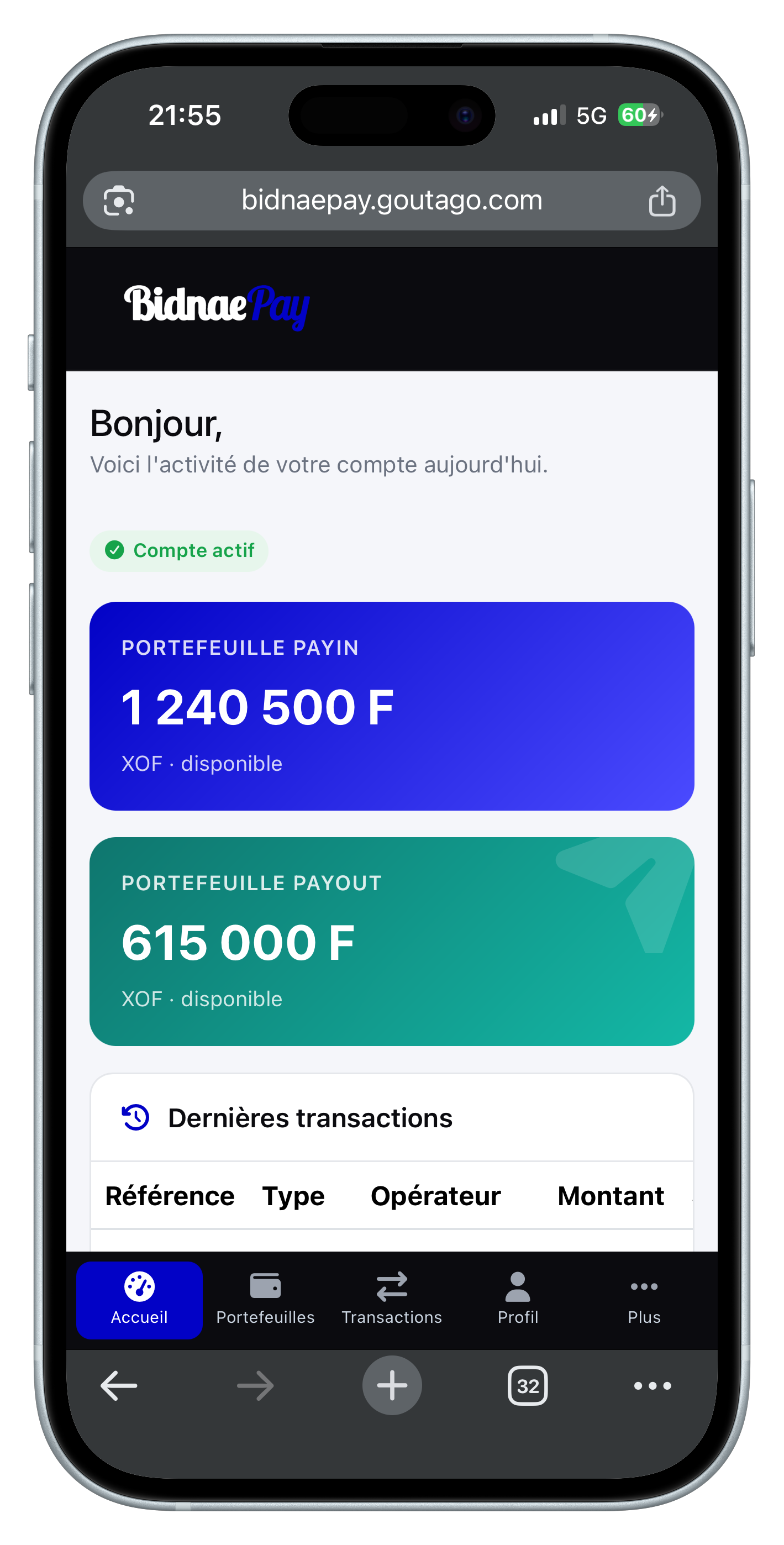 Consultation des soldes payin et payout